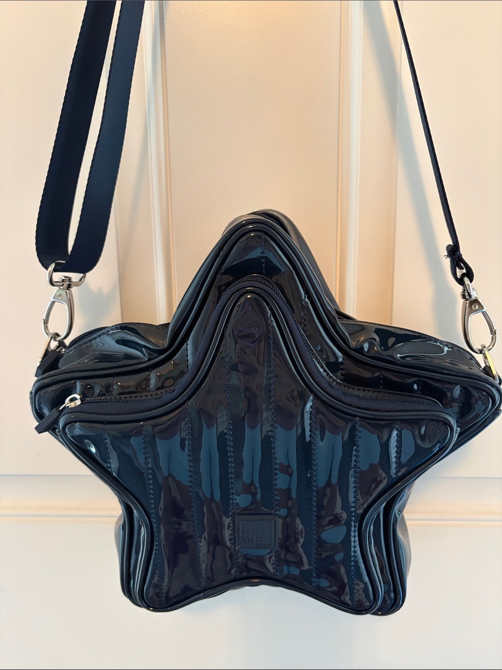 Star-Shaped Patent Crossbody Bag in navy